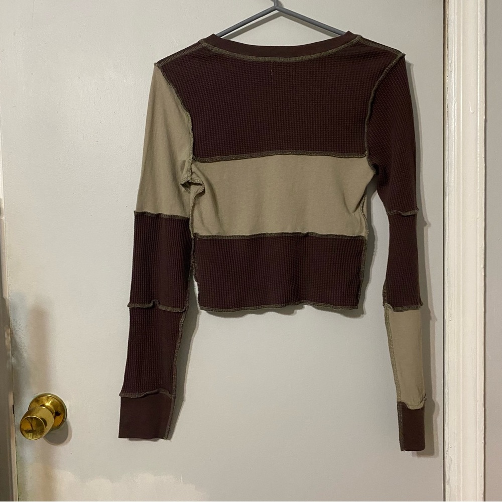 NWT {Urban Outfitters | BDG} Sabine Spliced Thermal Top | Chocolate ~ Size M - Picture 5 of 16